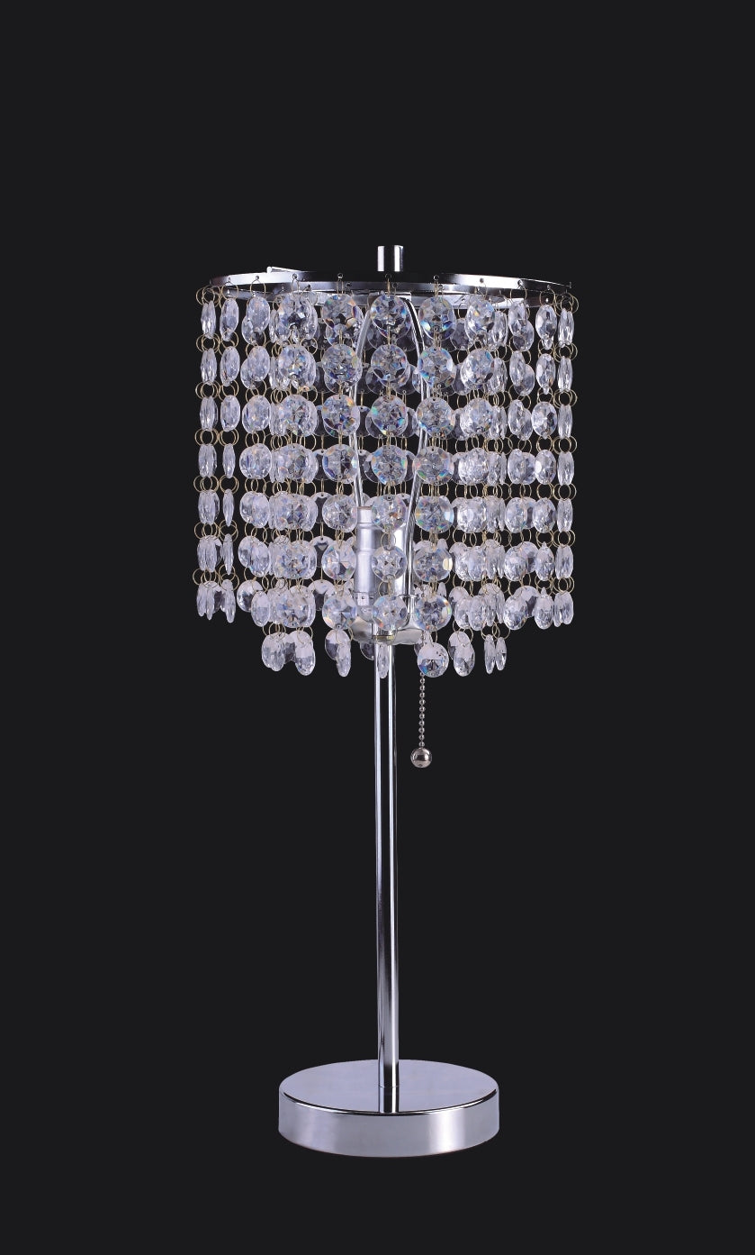 19"h Chrome Crystal Inspired Pull Table Lamp 1pc