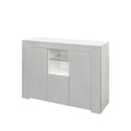 Kitchen Sideboard Cupboard with LED Light, White High white+gray-mdf