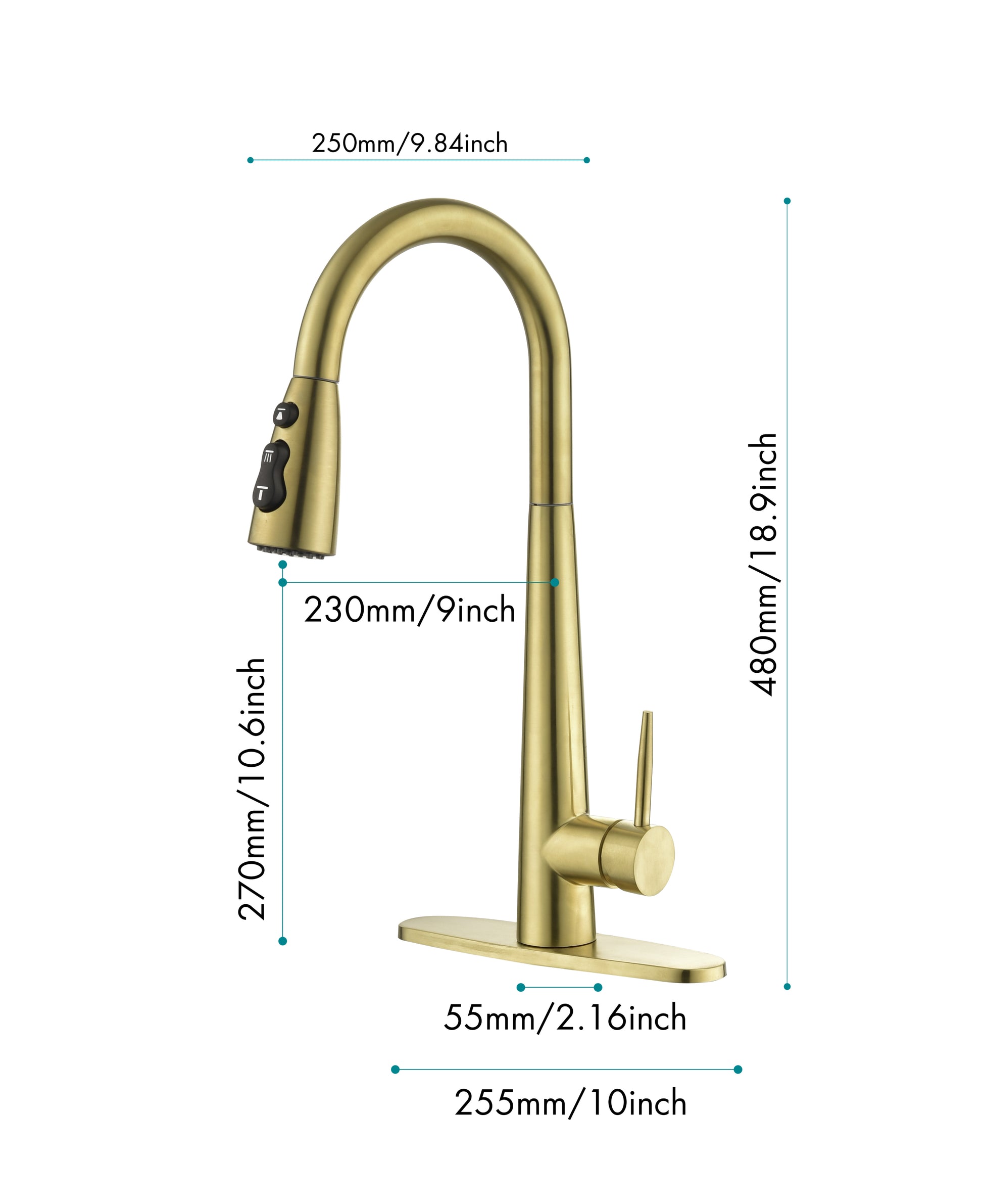 Gold Kitchen Faucets with Pull Down Sprayer,