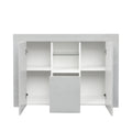 Kitchen Sideboard Cupboard with LED Light, White High white+gray-mdf