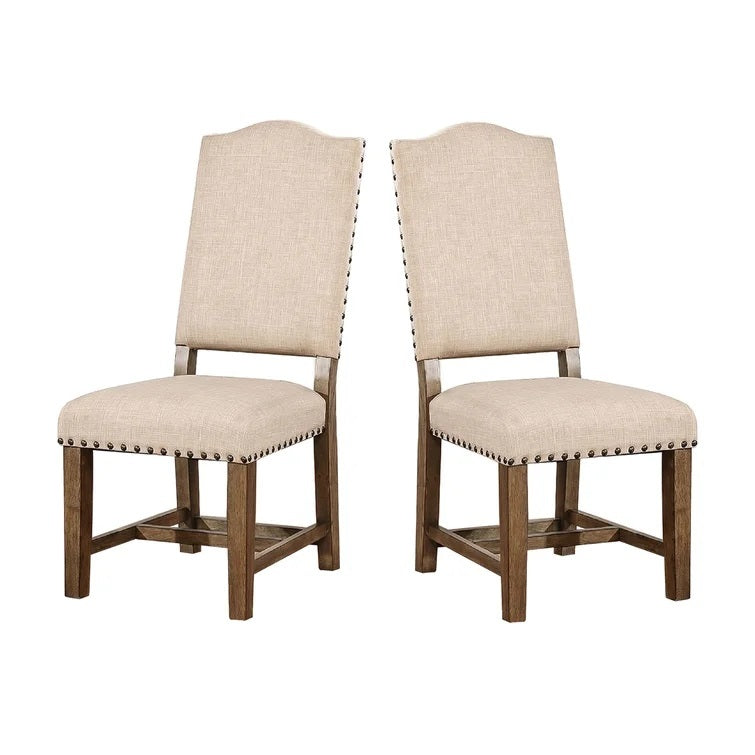 Rustic Classic 2pcs Dining Chairs Beige Fabric beige-dining room-rustic-transitional-dining