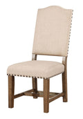 Rustic Classic 2pcs Dining Chairs Beige Fabric beige-dining room-rustic-transitional-dining