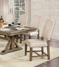 Rustic Classic 2pcs Dining Chairs Beige Fabric beige-dining room-rustic-transitional-dining