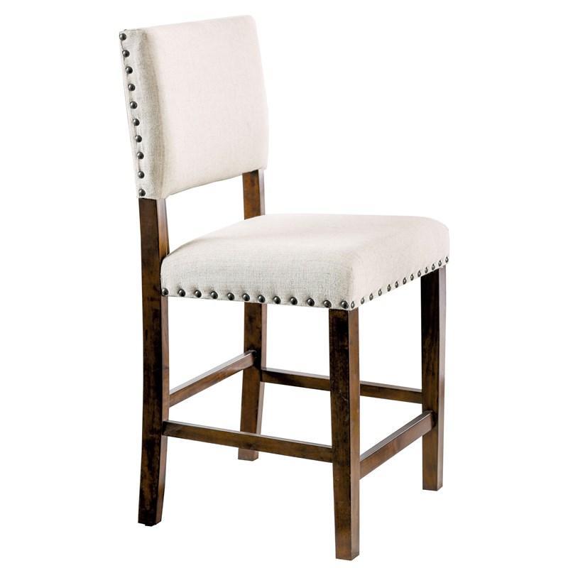 Classic Set of 2pc Counter Height Dining Chairs Ivory ivory-brown-dining