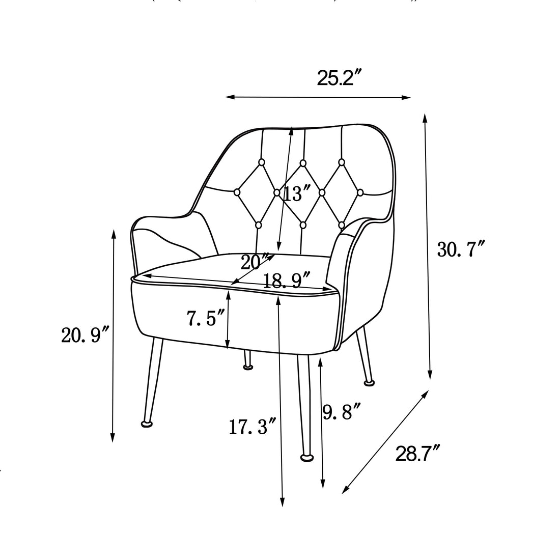 Modern Mid Century Chair Linen Sherpa Armchair