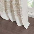 Cotton Printed Curtain Panel with Chenille detail and taupe-cotton