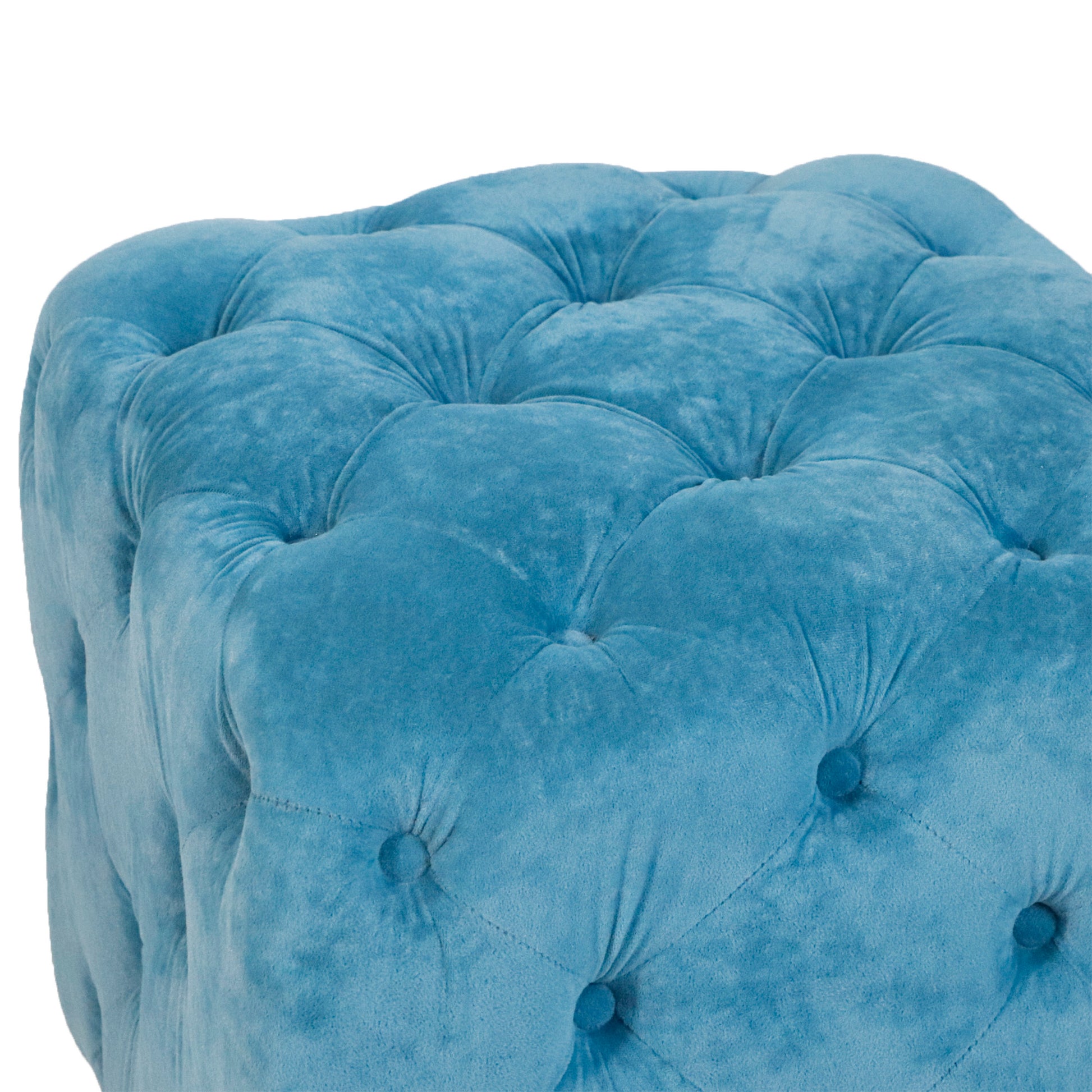 Blue Modern Velvet Upholstered Ottoman, Exquisite blue-velvet