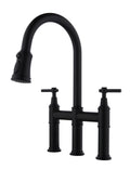 Bridge Kitchen Faucet with Pull Down Sprayhead in Spot matte black-brass