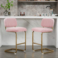 Mid Century Modern Counter Height Bar Stools for pink-faux fur