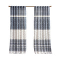 Cotton Printed Curtain Panel with Chenille detail and navy-cotton