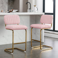 Mid Century Modern Counter Height Bar Stools for pink-faux fur