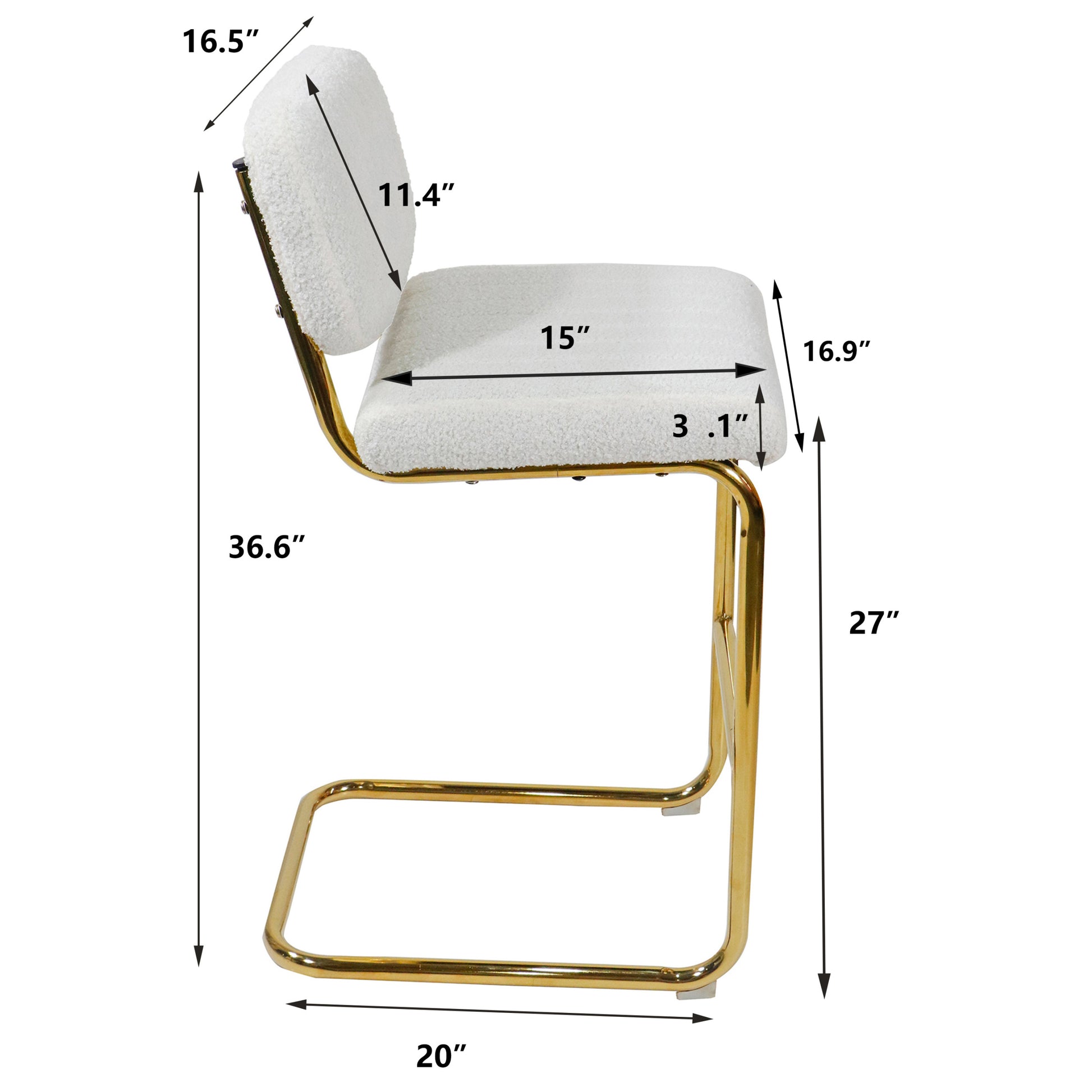 Mid Century Modern Counter Height Bar Stools for ivory-faux fur