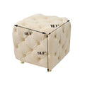 Beige Modern Velvet Upholstered Ottoman, Exquisite beige-velvet