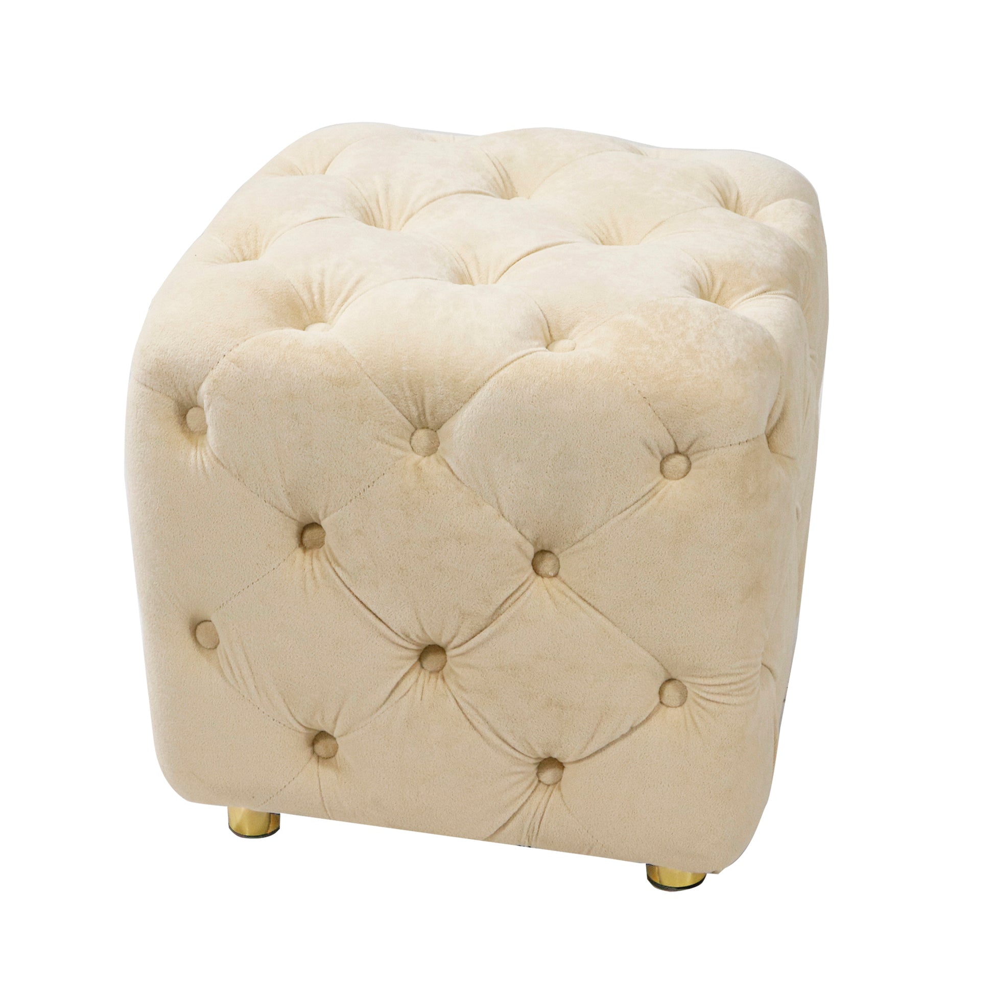 Beige Modern Velvet Upholstered Ottoman, Exquisite beige-velvet