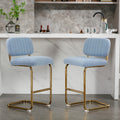 Mid Century Modern Counter Height Bar Stools for blue-faux fur