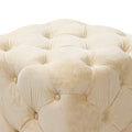 Beige Modern Velvet Upholstered Ottoman, Exquisite beige-velvet