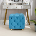 Blue Modern Velvet Upholstered Ottoman, Exquisite blue-velvet