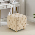 Beige Modern Velvet Upholstered Ottoman, Exquisite beige-velvet