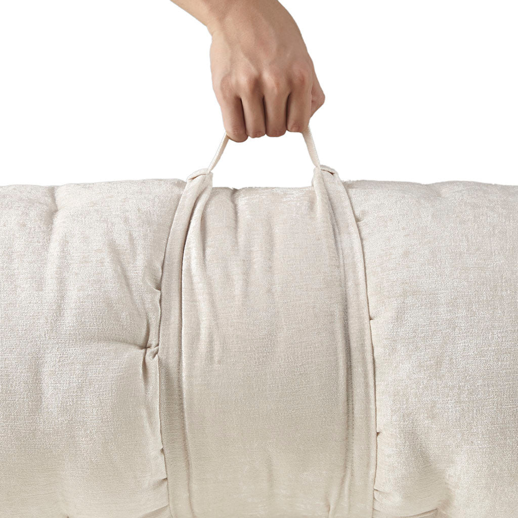 Poly Chenille Lounge Floor Pillow Cushion ivory-polyester