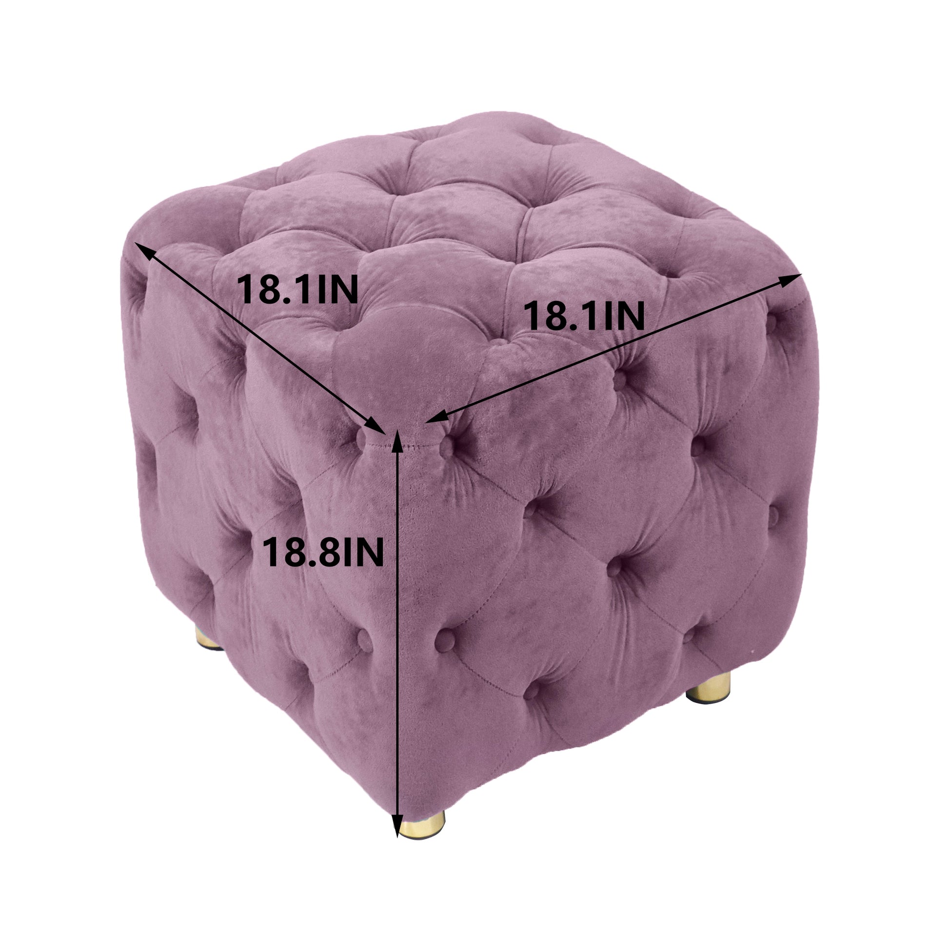 Purple Modern Velvet Upholstered Ottoman, Exquisite purple-velvet