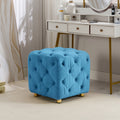 Blue Modern Velvet Upholstered Ottoman, Exquisite blue-velvet