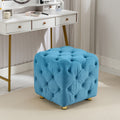 Blue Modern Velvet Upholstered Ottoman, Exquisite blue-velvet