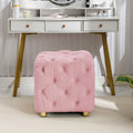 Pink Modern Velvet Upholstered Ottoman, Exquisite pink-velvet