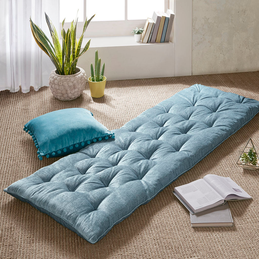 Poly Chenille Lounge Floor Pillow Cushion aqua-polyester