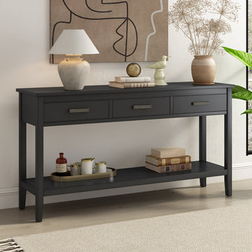 Contemporary 3 Drawer Console Table With 1 Shelf