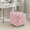 Pink Modern Velvet Upholstered Ottoman, Exquisite pink-velvet