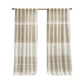 Cotton Printed Curtain Panel with Chenille detail and taupe-cotton