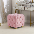 Pink Modern Velvet Upholstered Ottoman, Exquisite pink-velvet