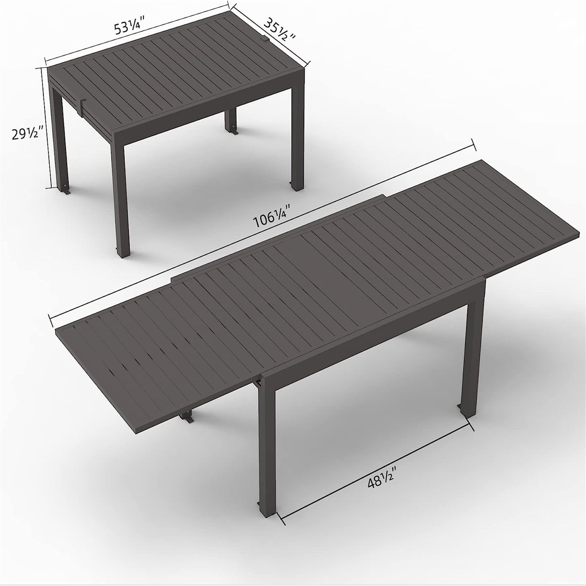 Large Extendable Patio Dining Table, Aluminum