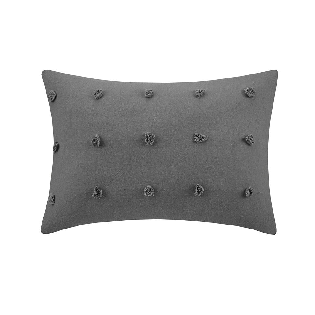 Cotton Jacquard Pom Pom Oblong Pillow charcoal-cotton