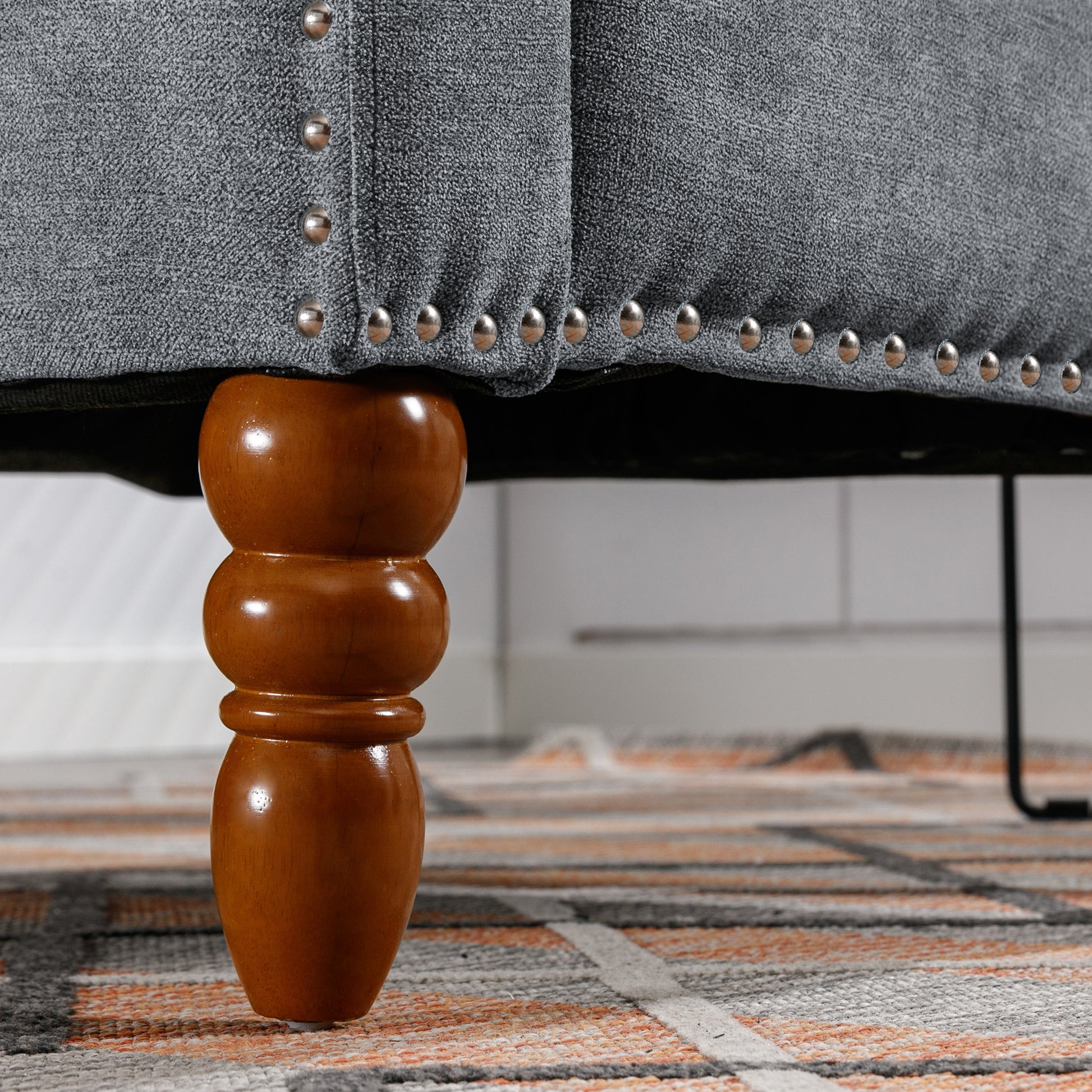 Grey Accent Chair, Living Room Chair, Footrest Chair grey-linen