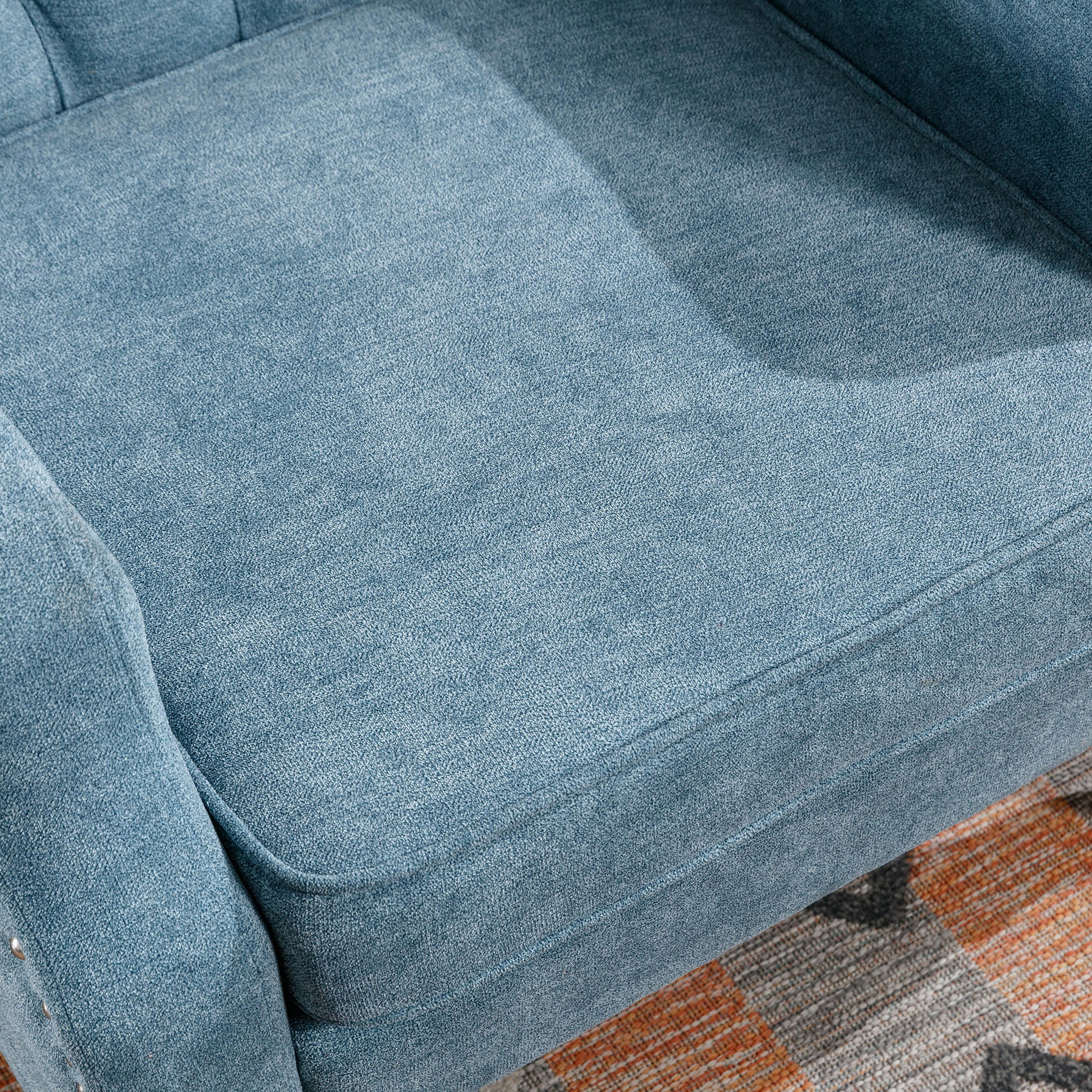 Blue Accent Chair, Living Room Chair, Footrest Chair blue-linen