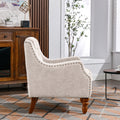 Beige Accent Chair, Living Room Chair, Footrest Chair beige-linen