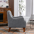 Grey Accent Chair, Living Room Chair, Footrest Chair grey-linen