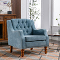 Blue Accent Chair, Living Room Chair, Footrest Chair blue-linen