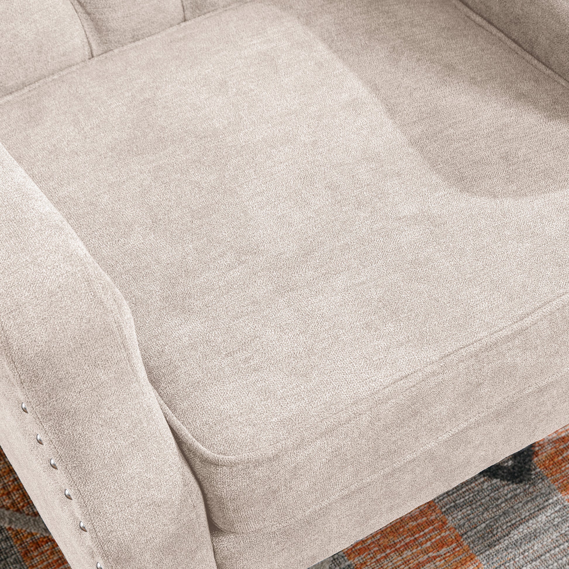 Beige Accent Chair, Living Room Chair, Footrest Chair beige-linen