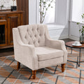 Beige Accent Chair, Living Room Chair, Footrest Chair beige-linen