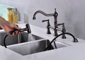 8 inch Centerset Bridge Kitchen Faucet with Brass Side bronze-brass