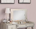 Traditional Formal Silver Color Vanity Set w Stool silver-bedroom-traditional-poplar-rubber wood