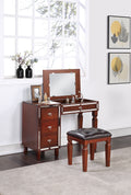 Traditional Formal Cherry Color Vanity Set w Stool cherry-bedroom-traditional-poplar-rubber wood