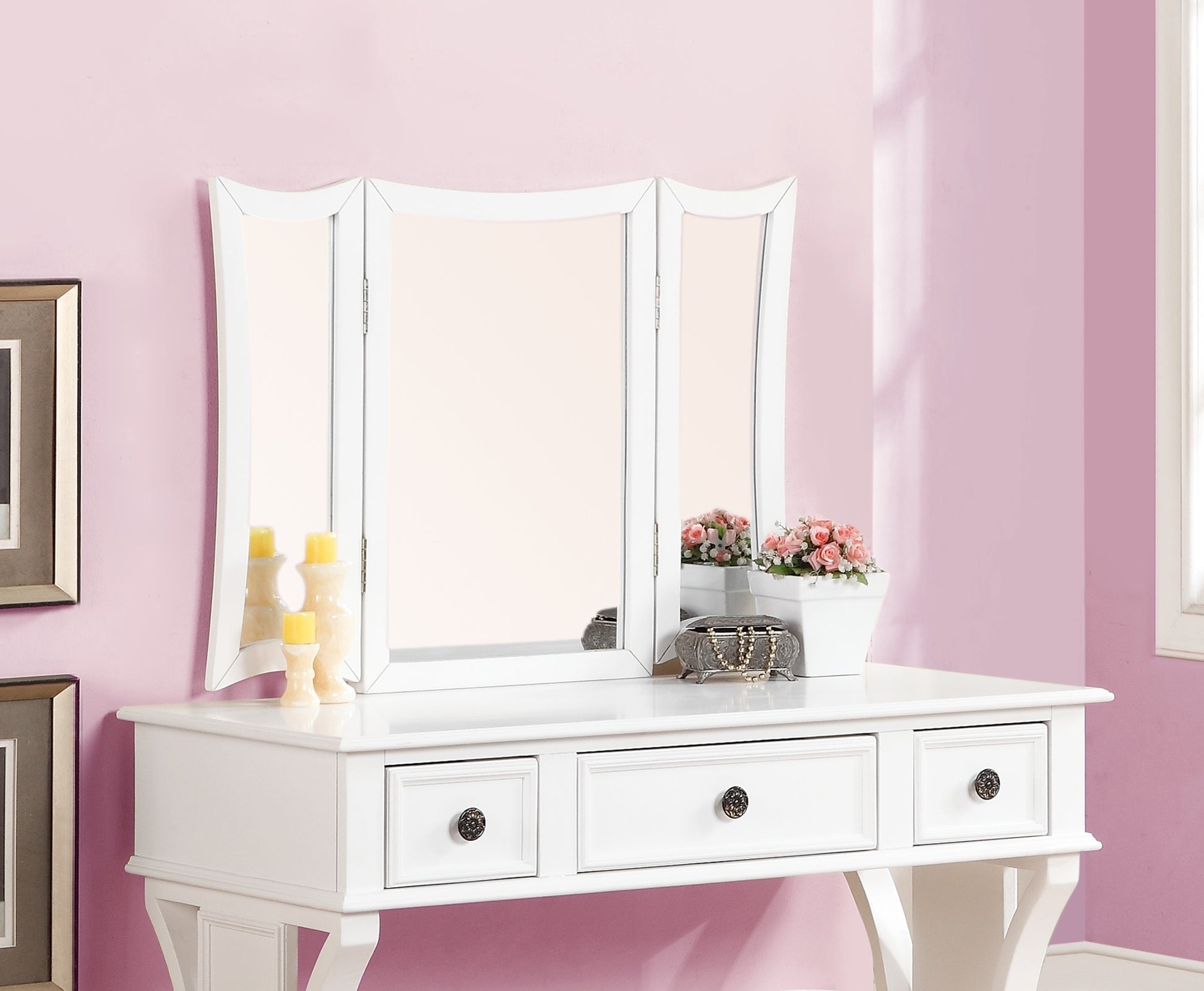 Unique Modern Bedroom Vanity Set w Stool Foldable