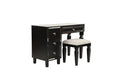 Traditional Formal Black Color Vanity Set w Stool black-bedroom-traditional-poplar-rubber wood