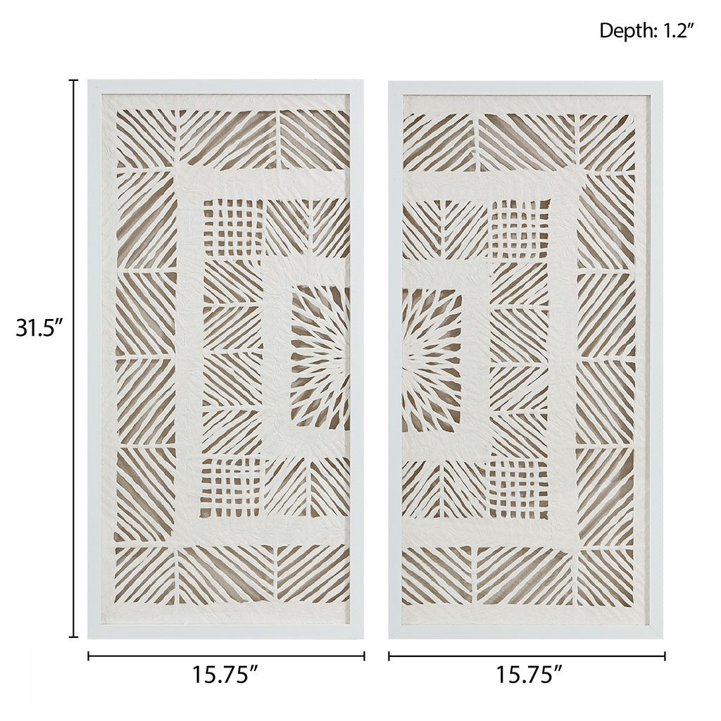 Framed Geometric Rice Paper Panel 2 piece