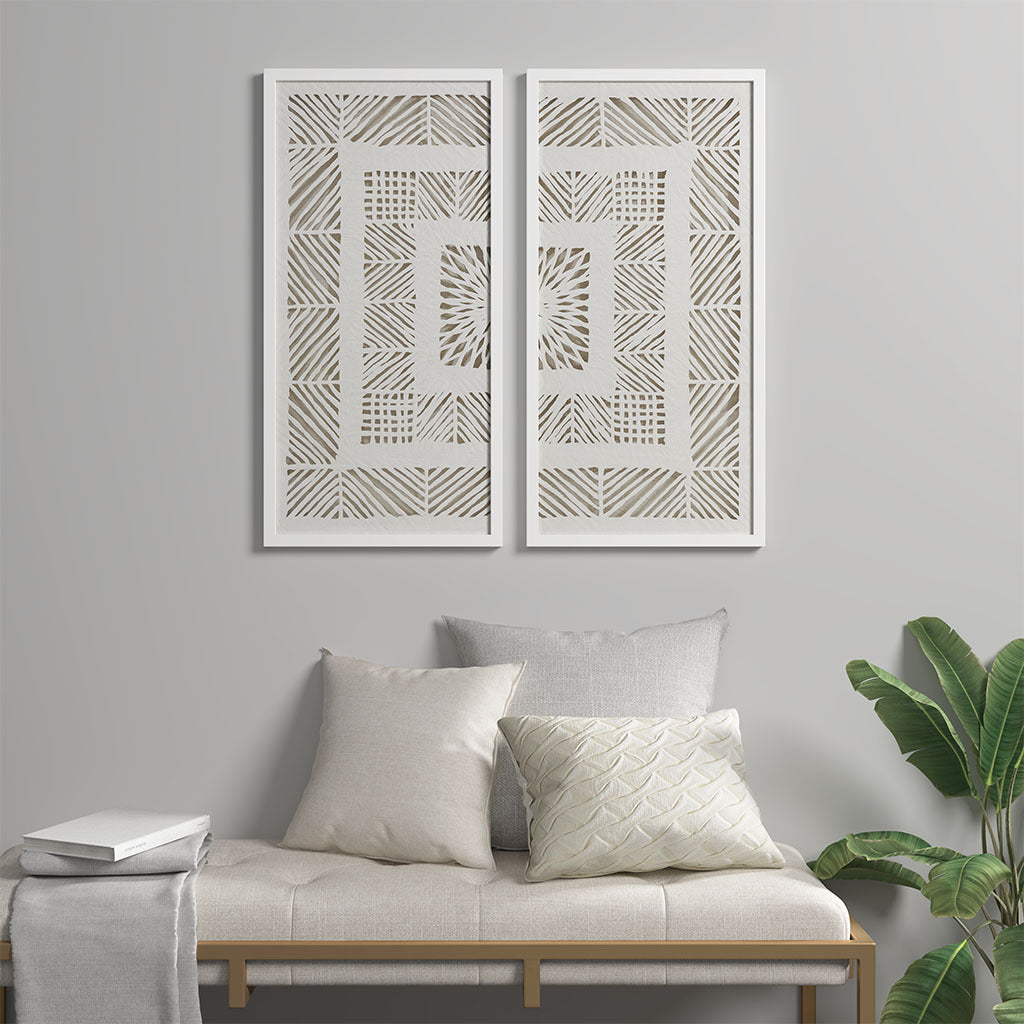 Framed Geometric Rice Paper Panel 2 piece