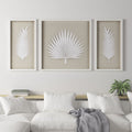 Framed Rice Paper Palm Leaves 3 piece Shadowbox