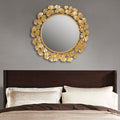 Gold Gingko Leaf Round Wall Mirror 30.5